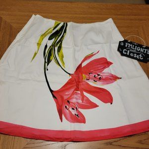 Becky & Max A-Line Skirt 8 Floral Pink White Green